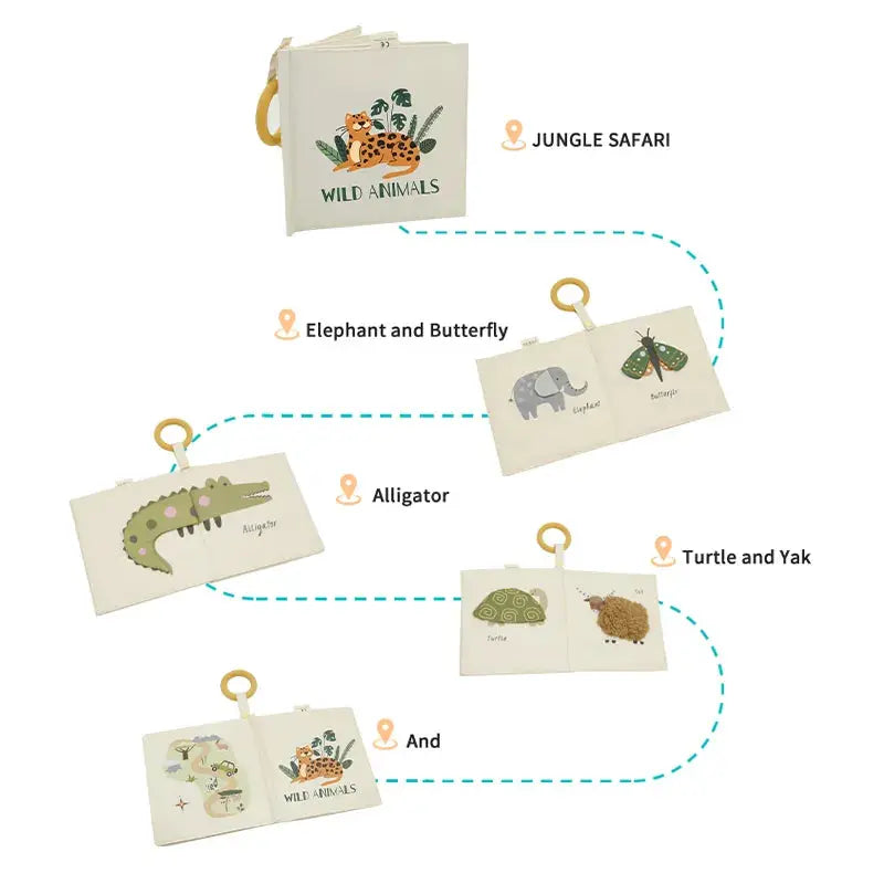 Clevfy Wild Animals Fabric Baby Book